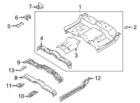 2019 Nissan Titan Cab - Floor Member-Cross, Front Seat Mounting Diagram for G5430-EZ0MA