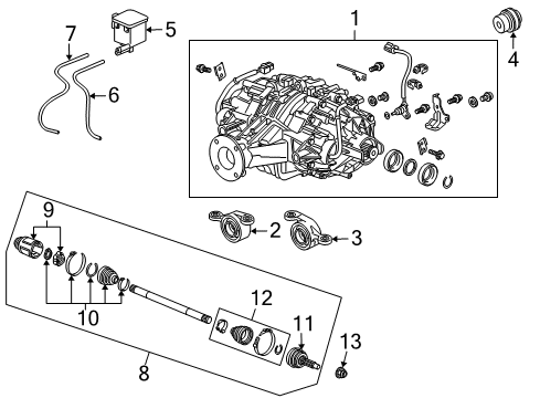 2011 Acura ZDX Axle & Differential - Rear Mounting Rubber, Left Rear Differential Diagram for 50740-STX-A51