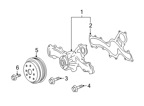 2012 Lexus ES350 Water Pump Water Pump Assembly Bolt Diagram for 16193-31080