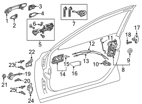 2021 Toyota Sienna Front Door Handle, Inside Diagram for 69206-02350-B2