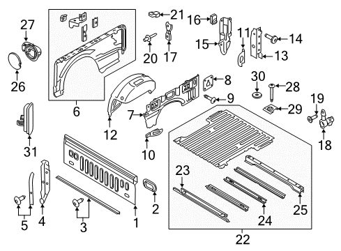 2018 Ford F-150 Front & Side Panels Panel Extension Diagram for FL3Z-9900374-A