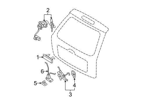 2008 Kia Sportage Tail Gate Tail Gate Actuator Assembly Diagram for 957501F010