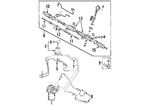 2004 Toyota Matrix P/S Pump & Hoses, Steering Gear & Linkage Pulley Diagram for 44303-01010