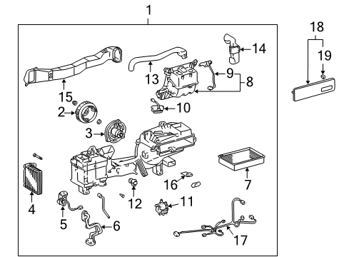 2001 Lexus LS430 A/C Evaporator & Heater Components Rear Air Filter Sub-Assembly Diagram for 88508-30110
