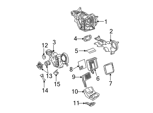 2005 Cadillac Escalade ESV Auxiliary A/C & Heater Unit Core Asm, Auxiliary Heater Diagram for 89024919