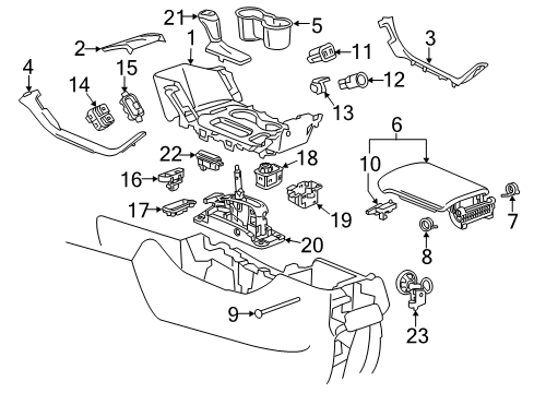 2017 GMC Acadia Center Console Shifter Assembly Diagram for 84699764