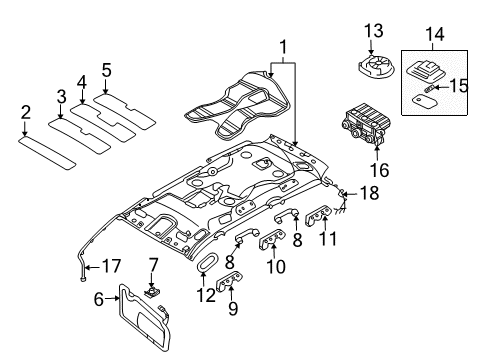 2008 Hyundai Entourage Auxiliary Heater & A/C Room Lamp Assembly Diagram for 92870-4D570-TW