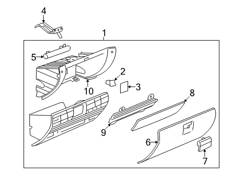 2009 Saturn Vue Glove Box Strut Diagram for 96837508