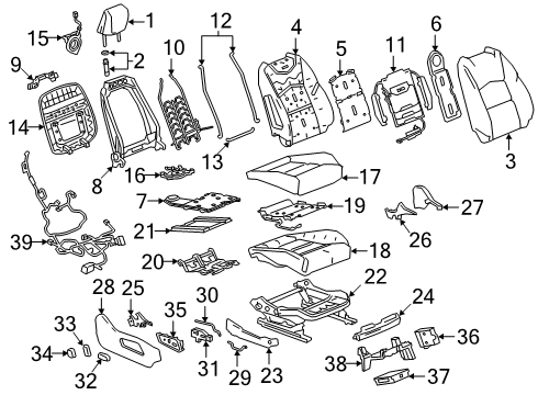 2021 Cadillac XT4 Heated Seats Headrest Guide Diagram for 84173257