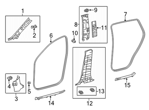 2022 Toyota Venza Interior Trim - Pillars Windshield Pillar Trim Diagram for 62220-48220-B0