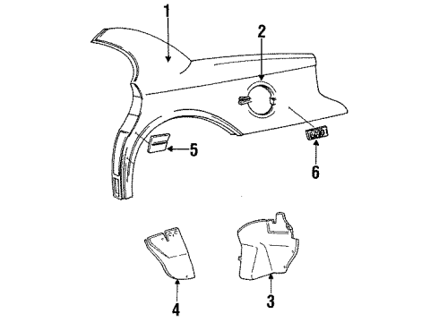 1994 Chrysler New Yorker Quarter Panel & Components, Exterior Trim Molding-Body Side Quarter Front Left Diagram for DL47MW7