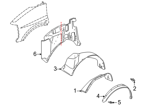 1996 Chevrolet P30 Inner Components - Fender Shield Asm-Front Wheelhouse Panel Splash (Upper) *Marked Print Diagram for 15763690