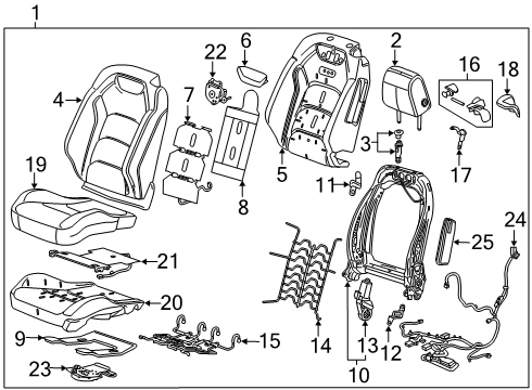 2017 Chevrolet Camaro Driver Seat Components Seat Cushion Pad Diagram for 84427043