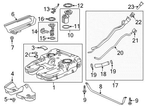 2020 Cadillac XT5 Fuel System Components Filler Pipe Diagram for 84760198