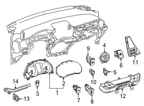 2021 Toyota C-HR Ignition Lock Cylinder & Keys Diagram for 69057-12880