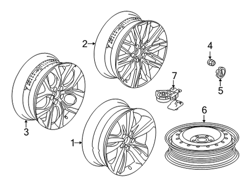 2022 Acura MDX Wheels Cap Assembly, Wheel Center Diagram for 44732-TGV-A30
