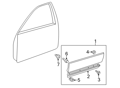 1999 Lexus GS400 Exterior Trim - Front Door MOULDING, Front Door Outside Diagram for 75735-30172-A0