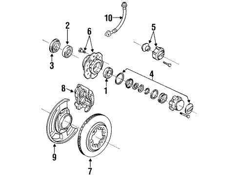 1994 Nissan D21 Front Brakes BAFFLE Front Brake LH Diagram for 41160-31G00