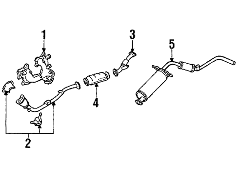 1987 Nissan D21 Exhaust Components, Exhaust Manifold Exhaust Tube Front Diagram for 20020-01G12