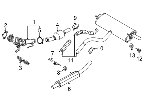 2022 Ford Bronco Sport Exhaust Components Front Mount Diagram for JX6Z-5K291-B