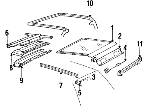 1985 Oldsmobile Cutlass Salon T-Top Roof W/Strip Asm Diagram for 20217186