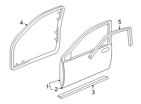 1998 Buick Park Avenue Front Door Weatherstrip Asm-Front Side Door Upper Auxiliary *Black Diagram for 25730908