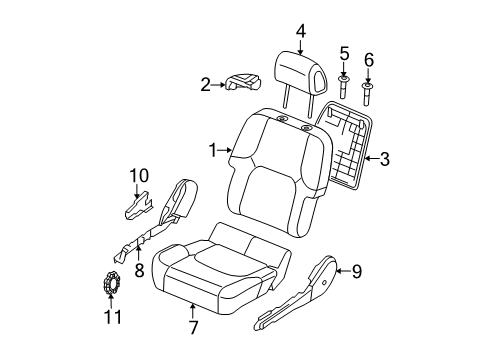 2012 Nissan Xterra Passenger Seat Components Cushion Assembly - Front Seat Diagram for 87300-9CA2E