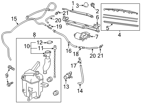2012 Scion tC Wiper & Washer Components Front Wiper Blade, Left Diagram for 85222-33241