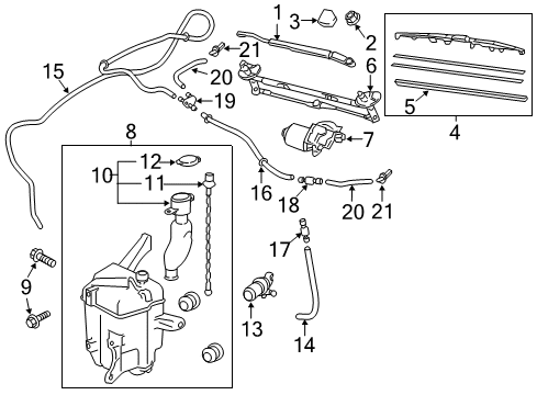 2012 Scion tC Wiper & Washer Components Wiper Rubber, Right Diagram for 85214-30400