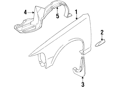 1992 Infiniti Q45 Fender & Components Protector Front LH Diagram for 63845-61U10