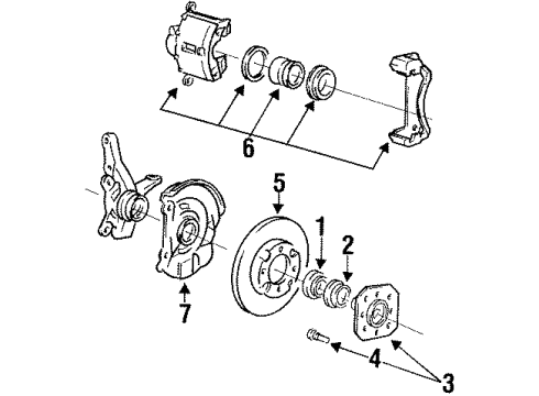 1993 Hyundai Elantra Brake Components CALIPER Kit-Front Brake, RH Diagram for 58181-28B00
