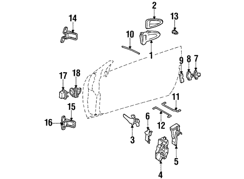 2001 Mercury Cougar Door - Lock & Hardware Handle, Outside Diagram for XS8Z-6322404-BBB