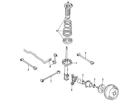 1998 Chevrolet Prizm Rear Suspension Components, Stabilizer Bar Shaft, Rear Stabilizer Diagram for 94857944