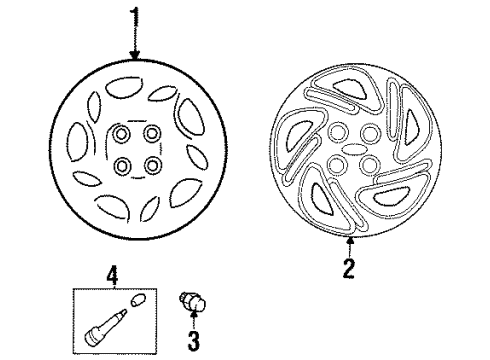 1999 Ford Escort Wheel Covers & Trim Wheel Cover Diagram for F7CZ-1130-AB