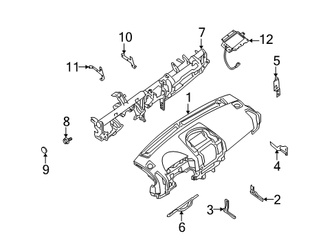 2008 Nissan Armada Cluster & Switches, Instrument Panel Panel & Pad Assy-Instrument Diagram for 68200-9GA0A