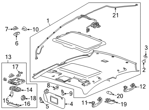 2020 Chevrolet Sonic Interior Trim - Roof Map Lamp Assembly Diagram for 42703248