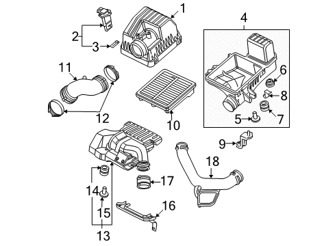 2007 Honda Civic Filters Tube Assembly, Air Inlet Diagram for 17235-RMX-000