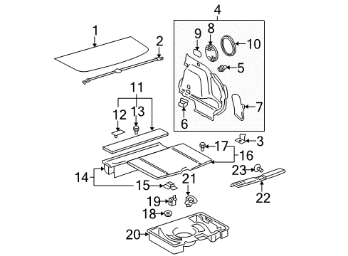 2006 Toyota Matrix Interior Trim - Rear Body Spare Cover Base Diagram for 58491-12021
