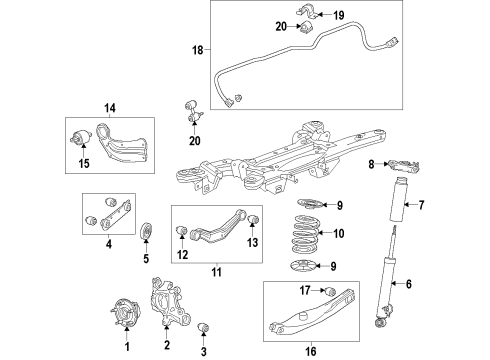 2013 Buick LaCrosse Rear Suspension Components, Lower Control Arm, Upper Control Arm, Stabilizer Bar Rear Shock Absorber Assembly Diagram for 20901066