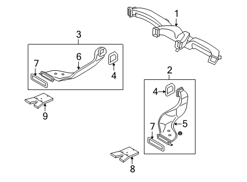 2010 Kia Forte Koup Ducts Duct-Rear Heating Rear, LH Diagram for 97365-38000