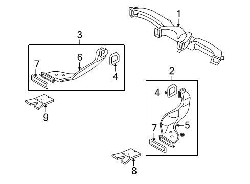 2010 Kia Forte Koup Ducts Duct-Rear Heating Rear, RH Diagram for 97366-38000