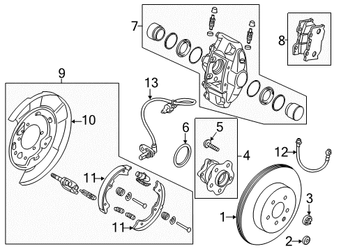 2016 Infiniti Q70L Parking Brake Cable Assy-Parking Brake, Front Diagram for 36402-1PM0A