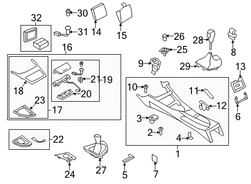 2013 BMW 135i Console Selector-Lever Cover, Leather, Nasca Diagram for 25167570530