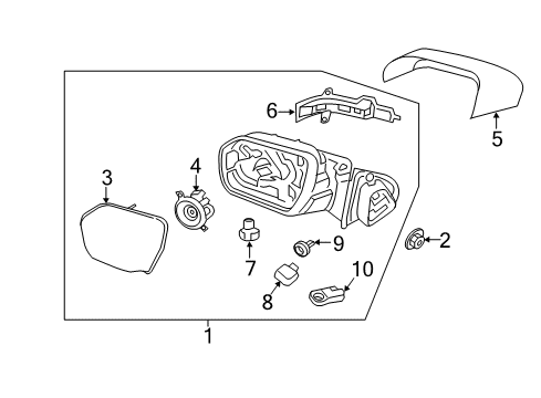 2019 Ford Expedition Mirrors Mirror Assembly Diagram for JL1Z-17682-AF