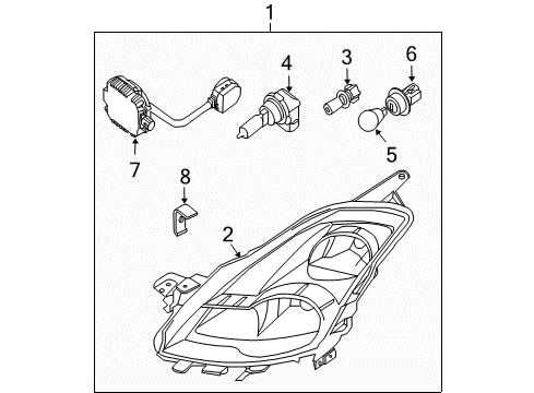 2008 Nissan Altima Headlamps Housing Assembly - Head Lamp, RH Diagram for 26025-JA10B