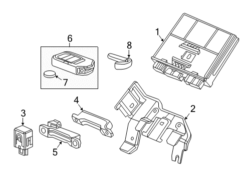 2021 Honda HR-V Keyless Entry Components Bracket, Smart Power Control Unit & Sub Relay Box Diagram for 38321-T7A-A00