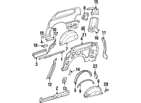 1998 Dodge Caravan Inner Structure & Rails - Side Panel Seat Belt Anchor Diagram for 4716394