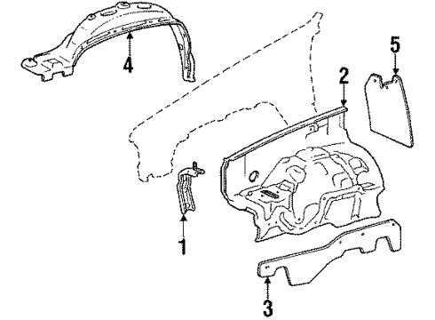 1985 Toyota 4Runner Fender - Inner Components Liner, Front Fender, RH Diagram for 53875-89104