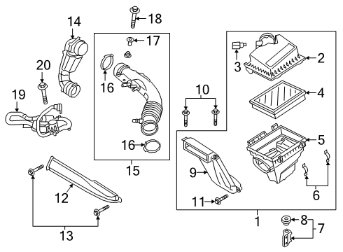 2020 Lincoln Nautilus Air Intake Air Cleaner Assembly Diagram for K2GZ-9600-A