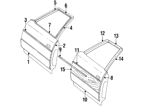 1986 Pontiac Parisienne Front Door - Moldings Reveal Molding Diagram for 20206712